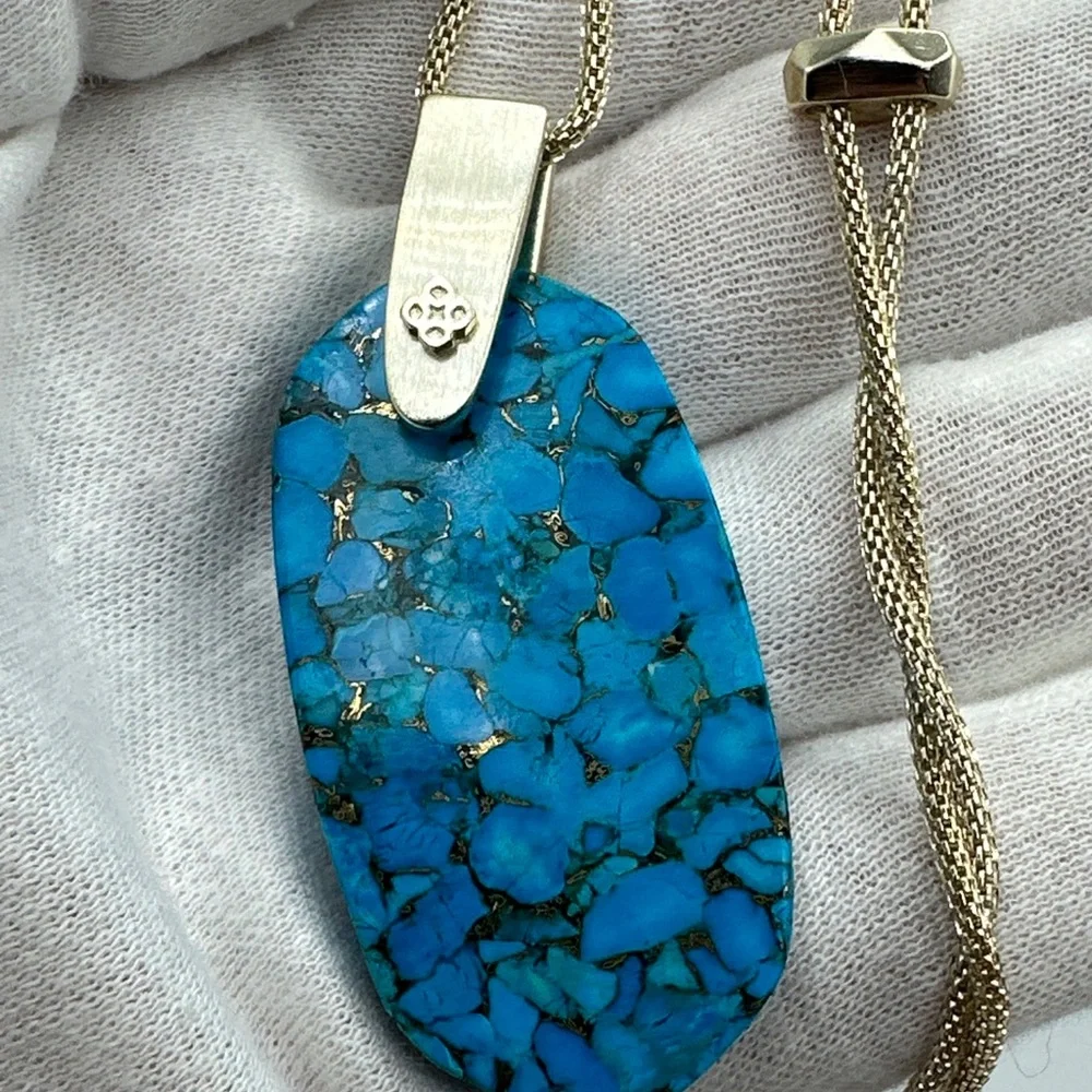Kendra‎ Scott Inez Bronze Veined Turquoise Magnesite Pendant Necklace #587